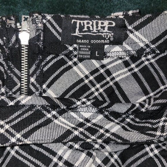 TRIPP NYC Black and White Plaid Suspender Skirt - Picture 3 of 5
